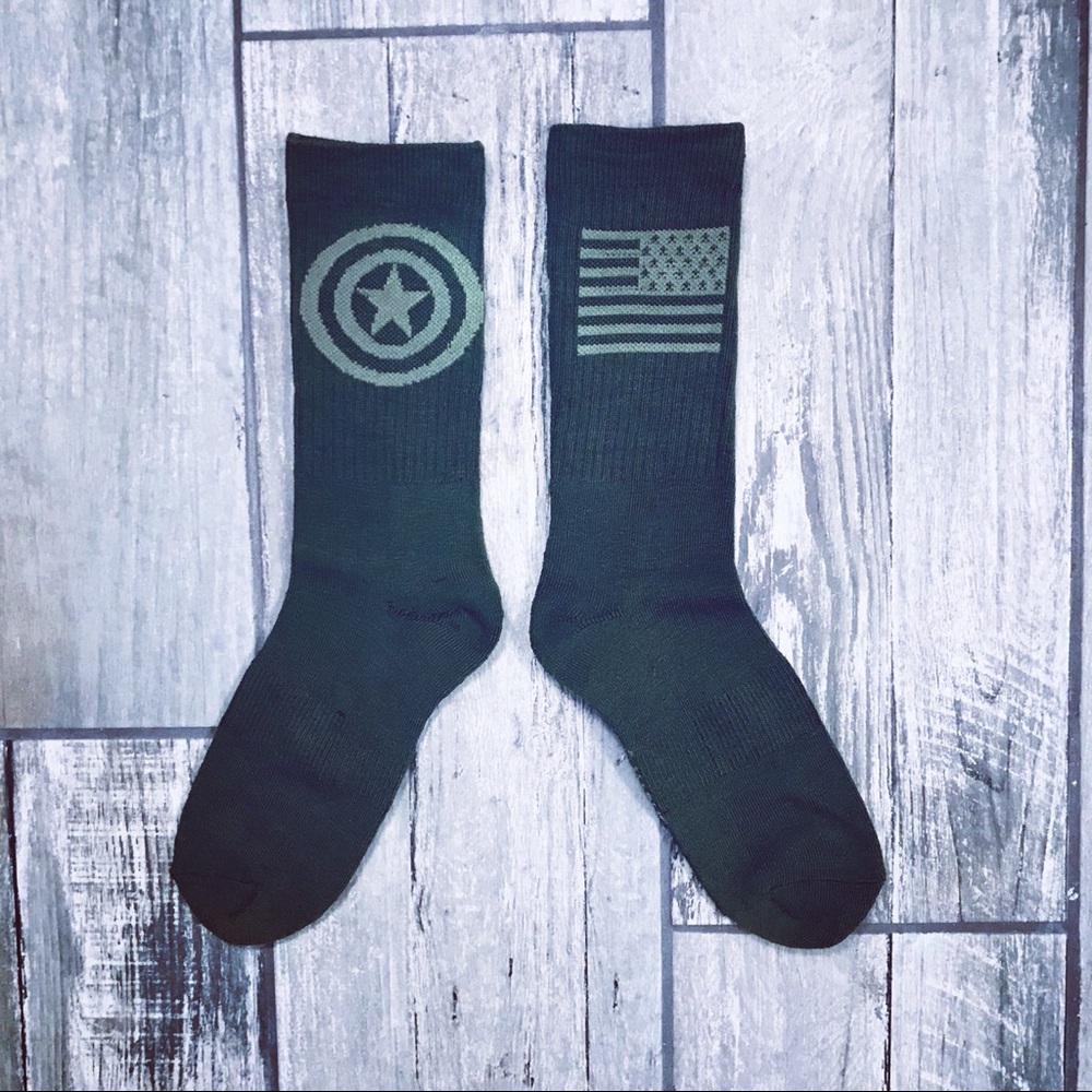 Captain America Marvel US Army Green Socks